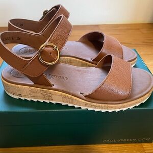 NWT Paul Green Brown Leather Sandal - UK 4.5/US 7